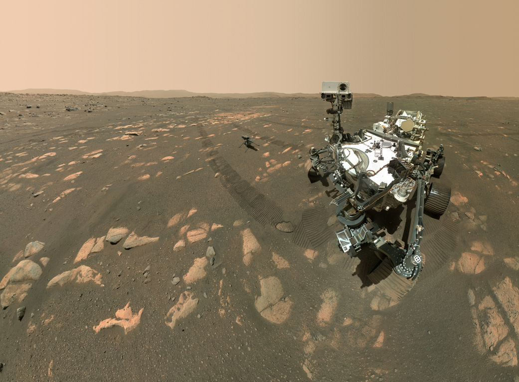 The persevering Mars rover takes an epic selfie on the Red Planet (with helicopters!)