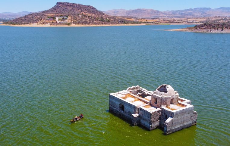 The sunken church returns to the surface decades later due to the ongoing drought in Mexico