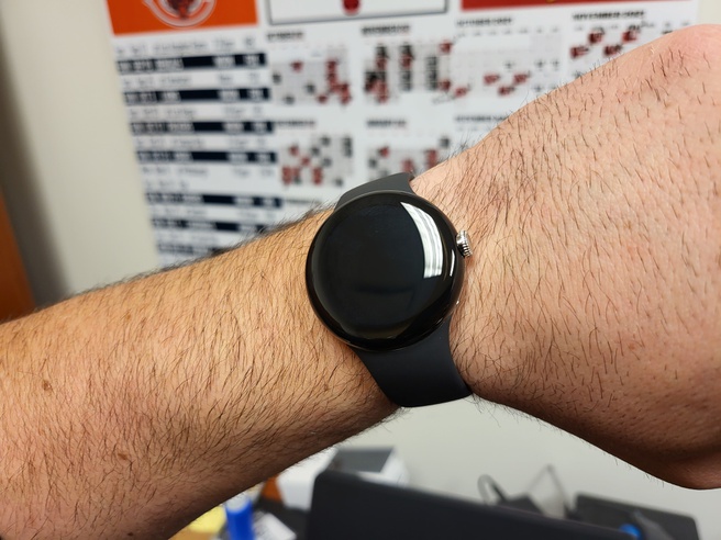 Pixel watch on the wrist