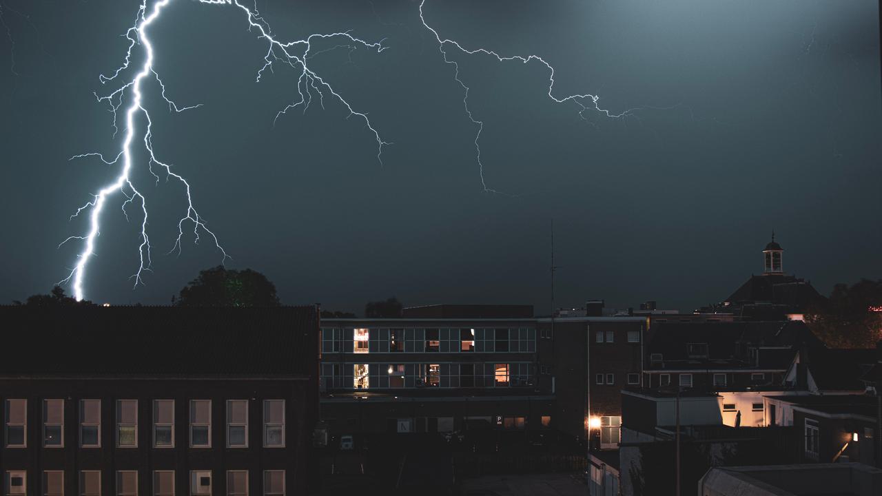 Lightning strike over Apeldoorn.