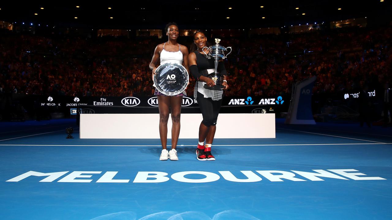 Venus and Serena Williams after the 2017 Australian Open final.