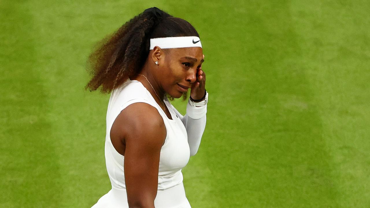 Serena Williams burst into tears at Wimbledon due to a hamstring injury.
