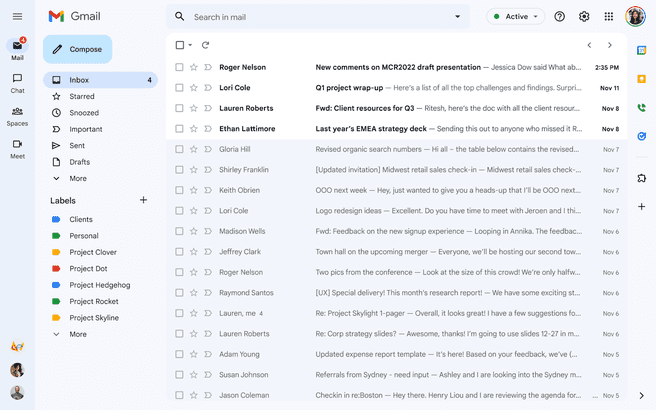 New Gmail interface