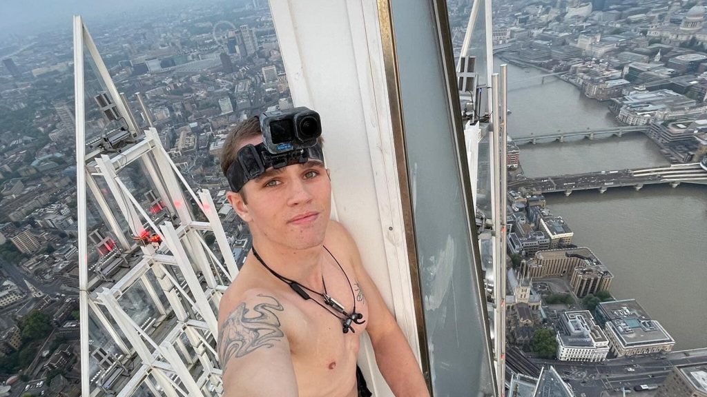 Britt climbs the tallest skyscraper in London and surprises hotel guests