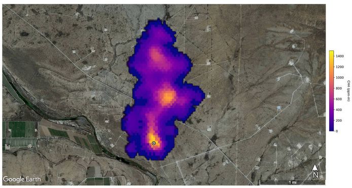 A column of methane gas was also detected three kilometers long in the US state of New Mexico.
