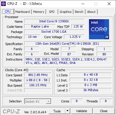 CPU-Z screenshot of overclocking history