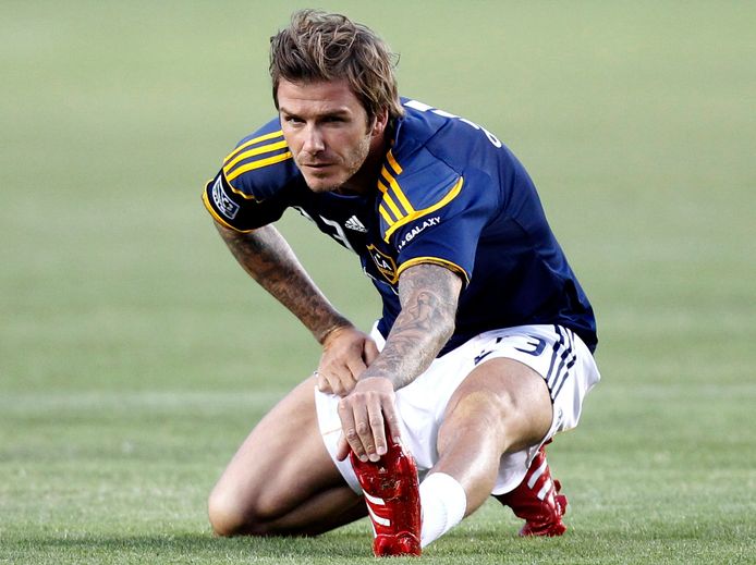 David Beckham in 2010 playing for the Los Angeles Galaxy.