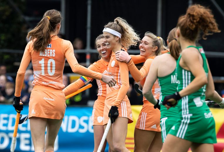 Yeppe Jansen put the Netherlands up 1-0 against the Irish women.  Quinn Swick's photo